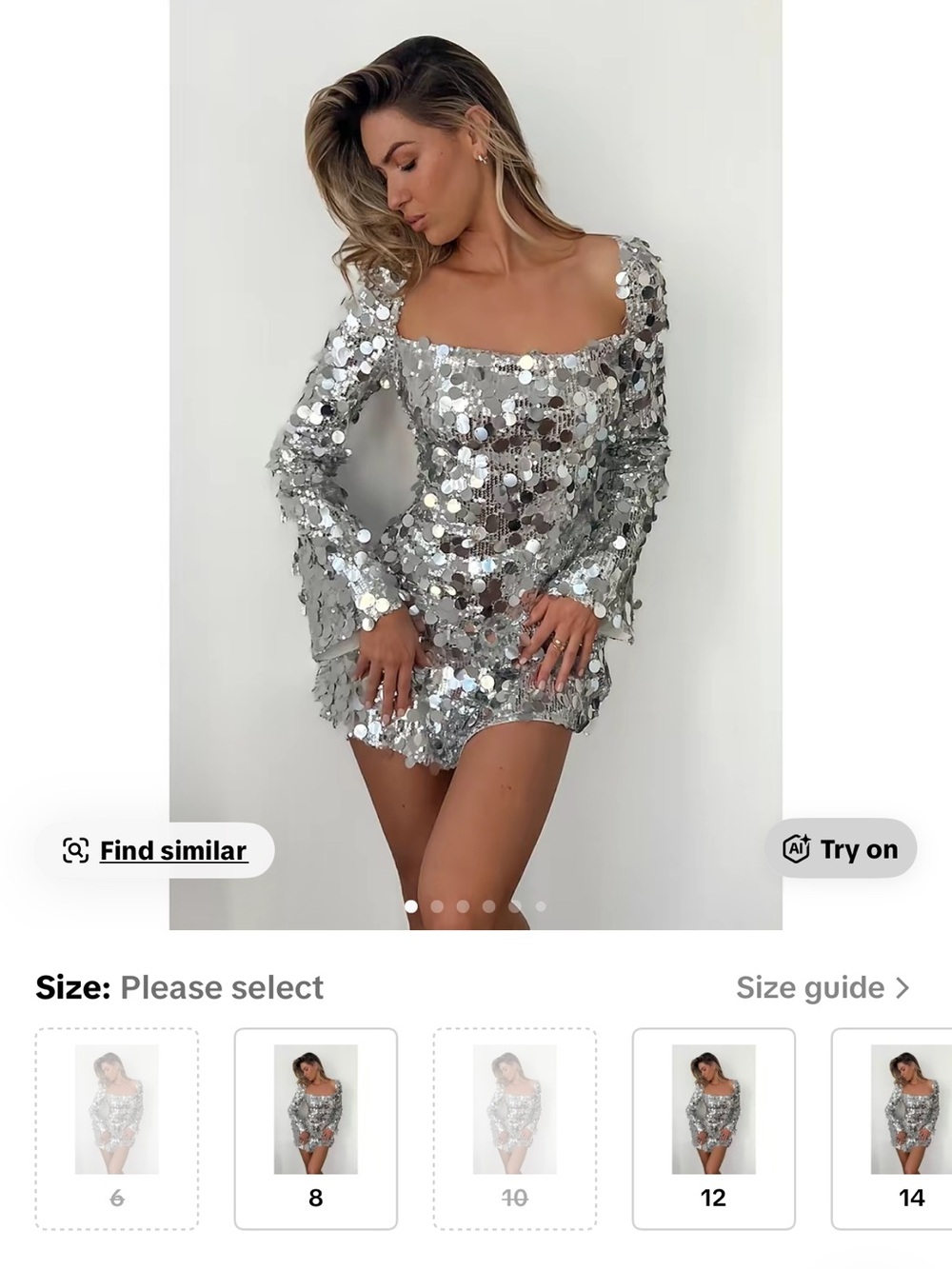 Beginning Boutique Silver Sequin Mini Dress